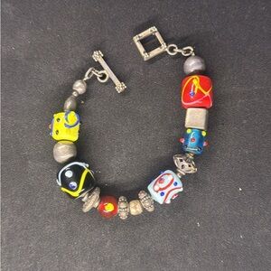 Silpada Lampwork Bead Bracelet .925 Sterling - 39.09G